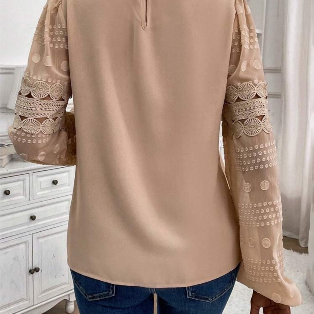 New contrast lace long sleeve blouse - Picture 7 of 7